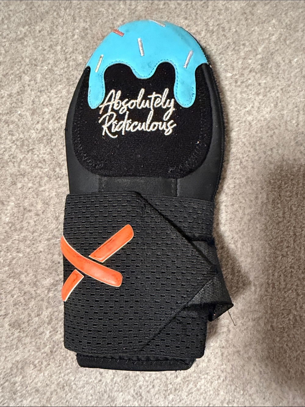 Absolutely Ridiculous Sliding Mitt with Turquoise Drip & Orange Accent - youth